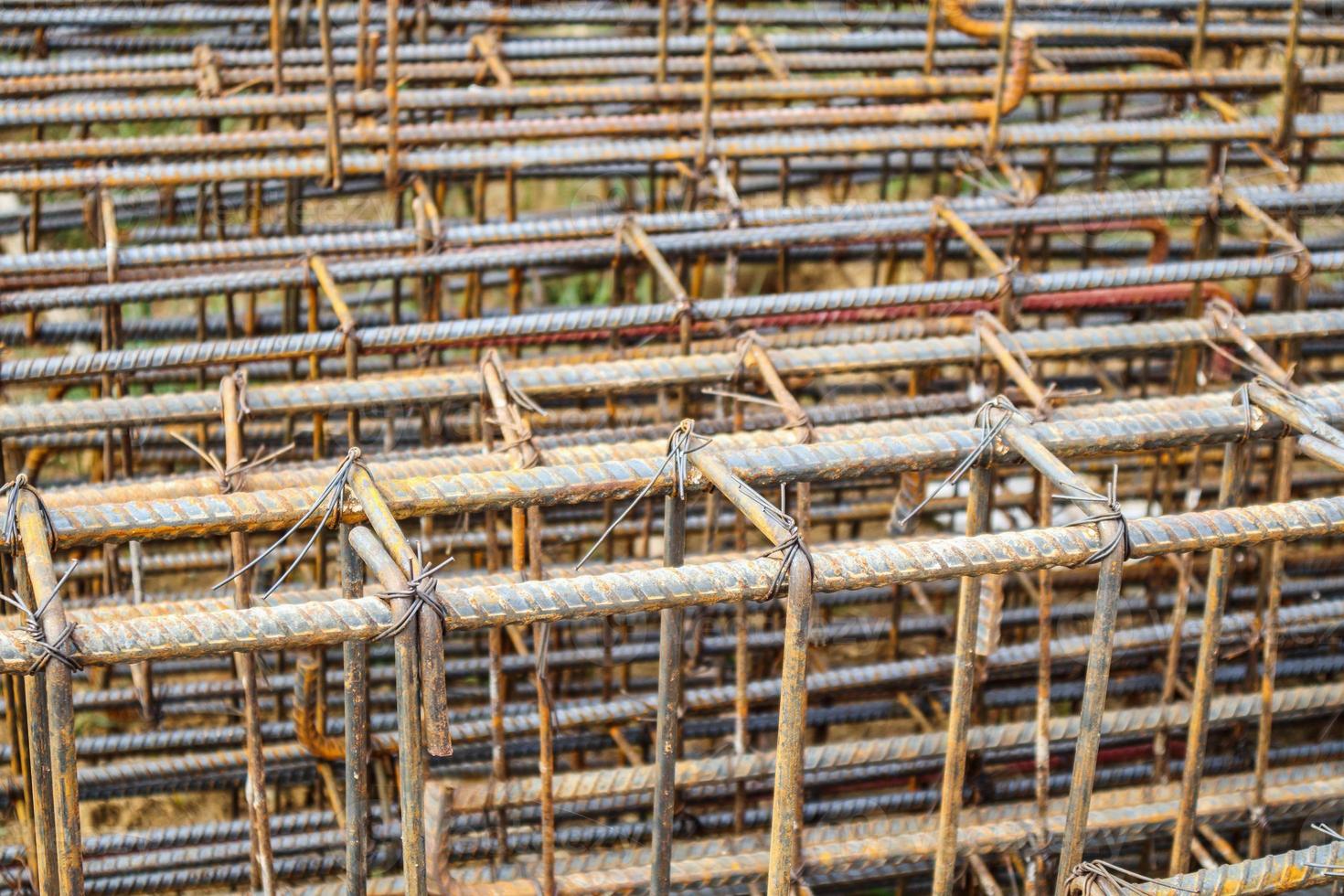 steel rebar for reinforced concrete at building construction site photo