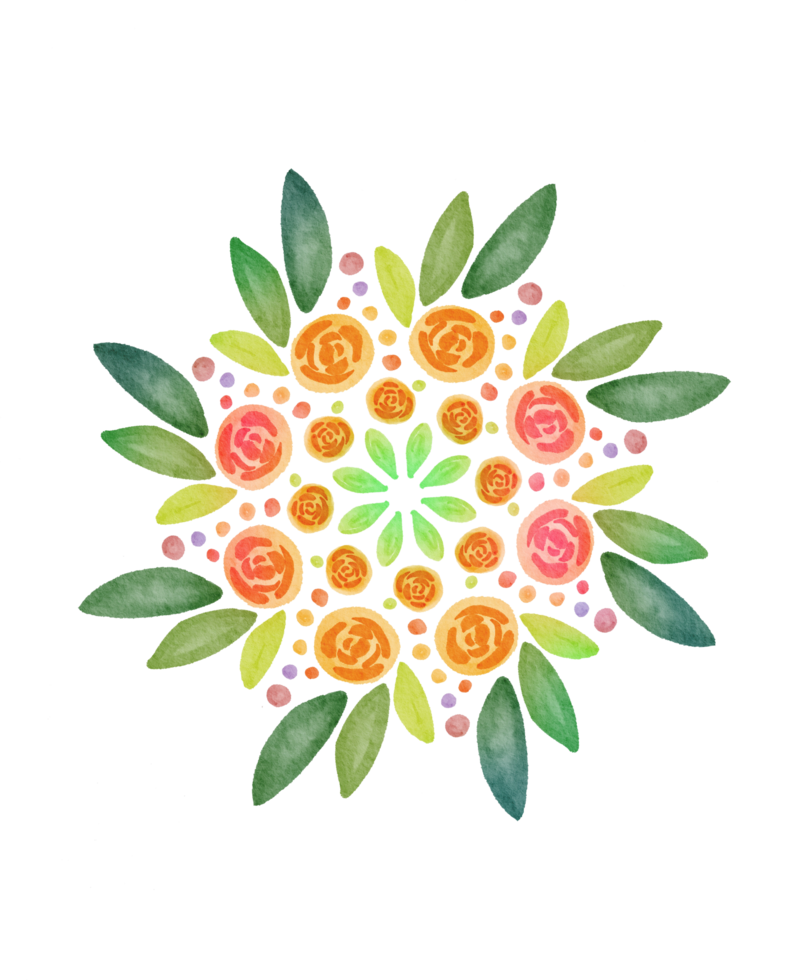 flower mandala watercolor painted png