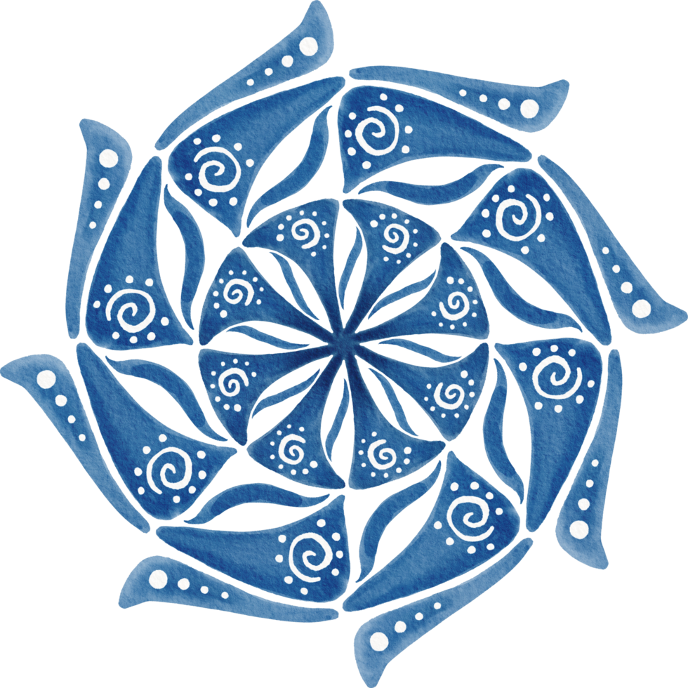 blaues Mandala-Aquarell gemalt png