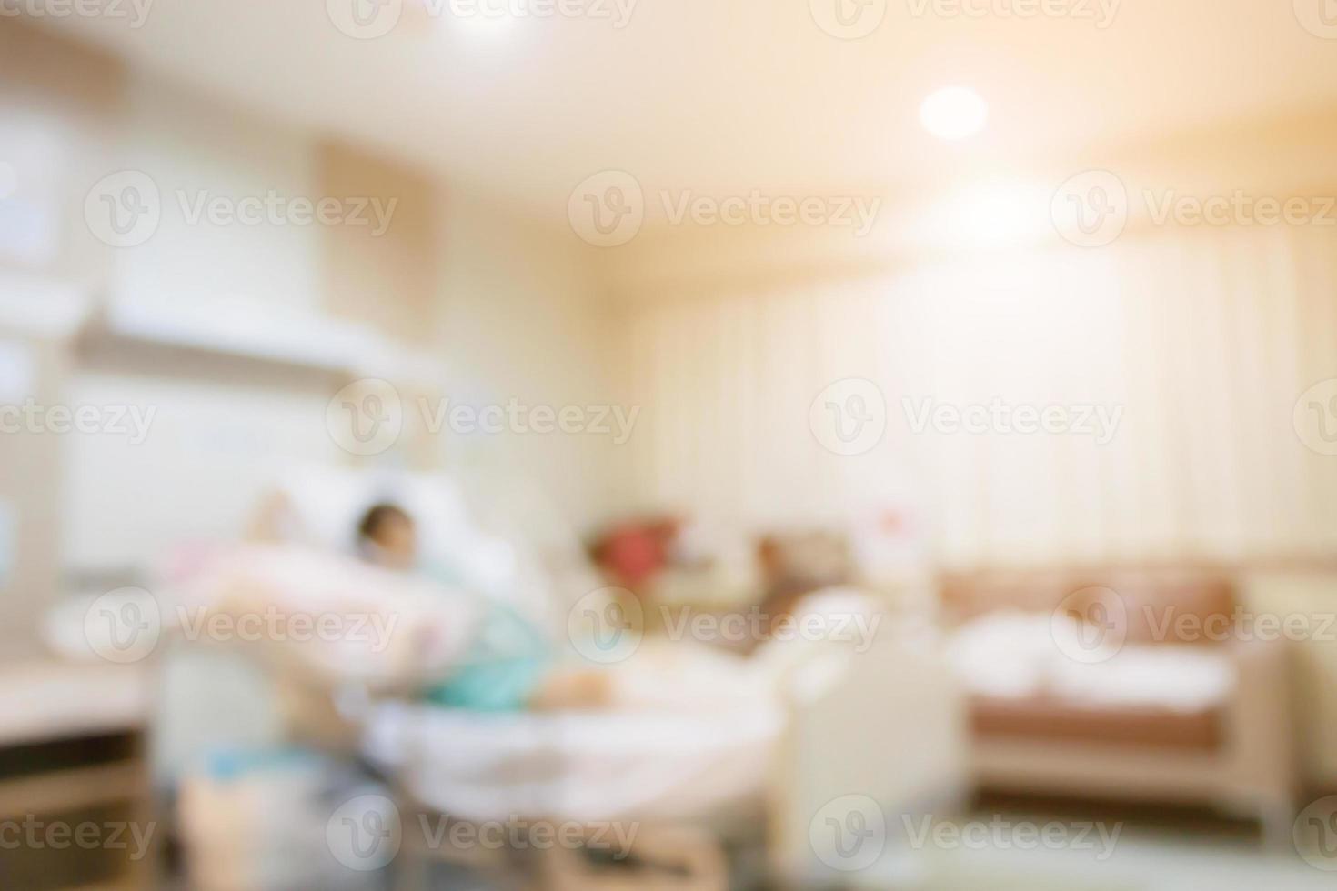 Abstract hospital room interior with bed blur background photo