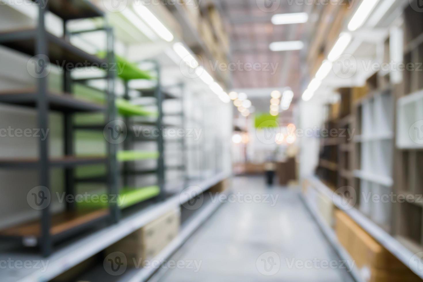 Modern home decor or supermarket department store warehouse aisle abstract blur background photo