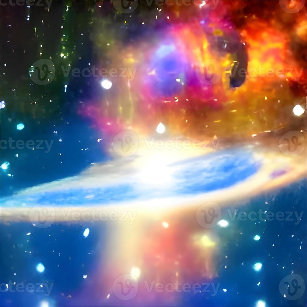Colored nebula and open cluster of stars in the universe. photo