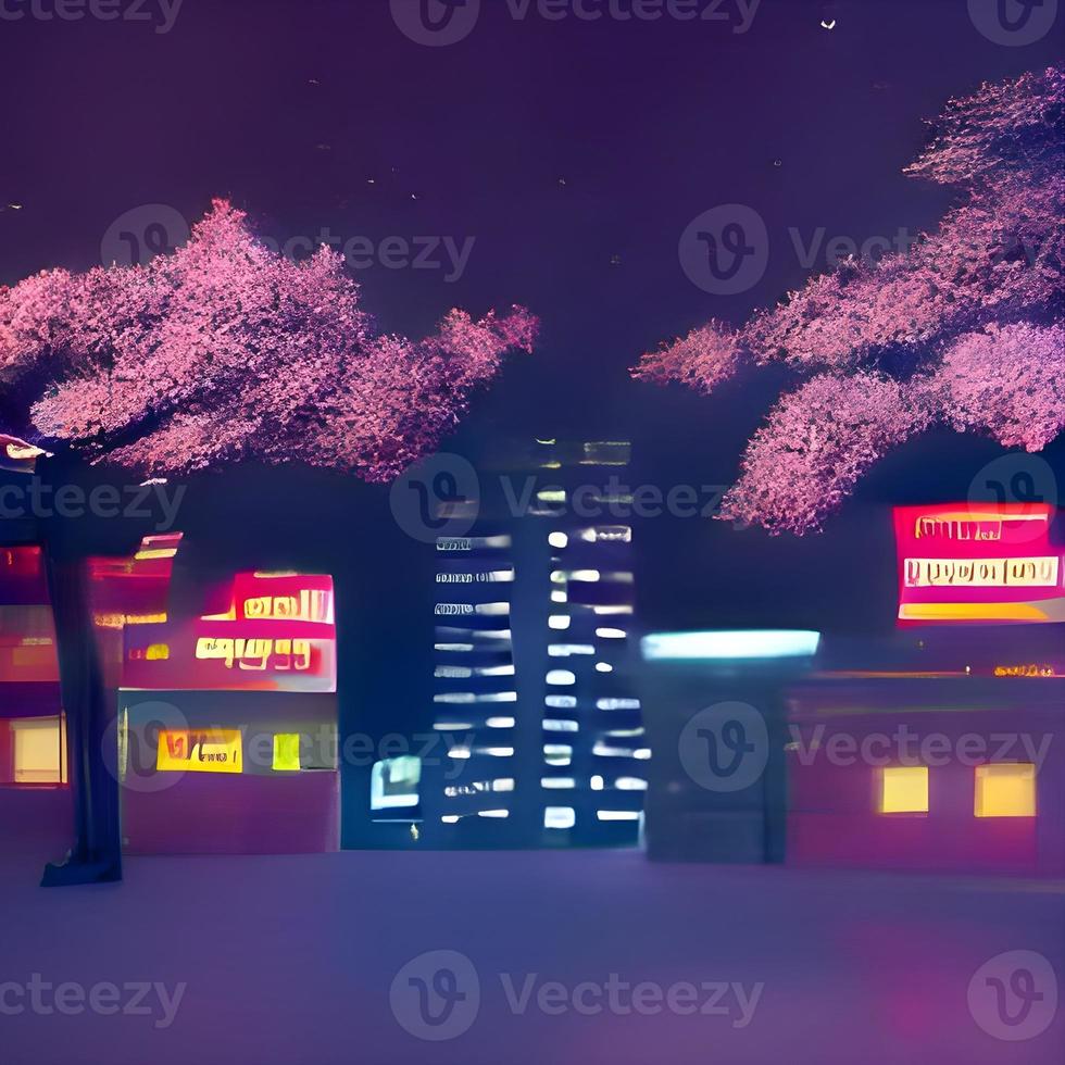 futuristic city, dystopic artwork at night photo