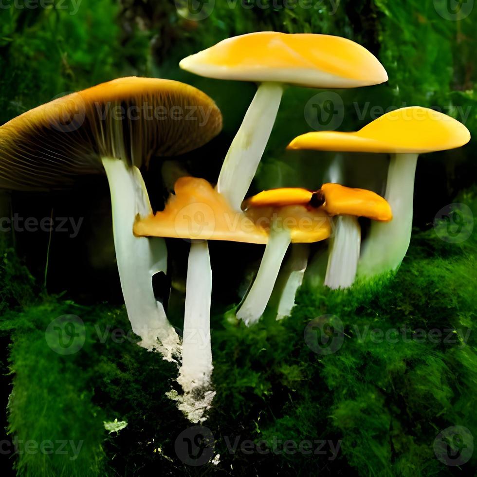 magic world of mushrooms. illustration of fairy tale Wonderland photo