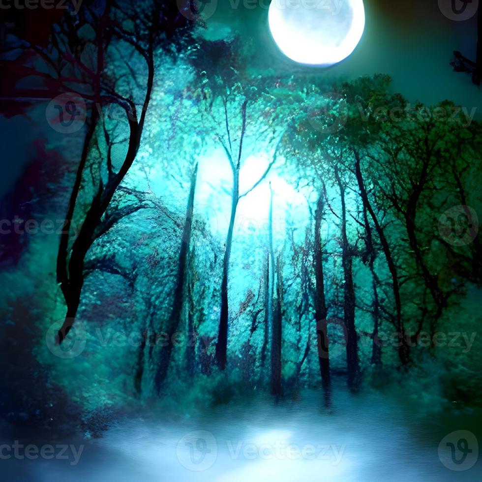 Fantasy and magical enchanted fairy tale landscape with forest ...