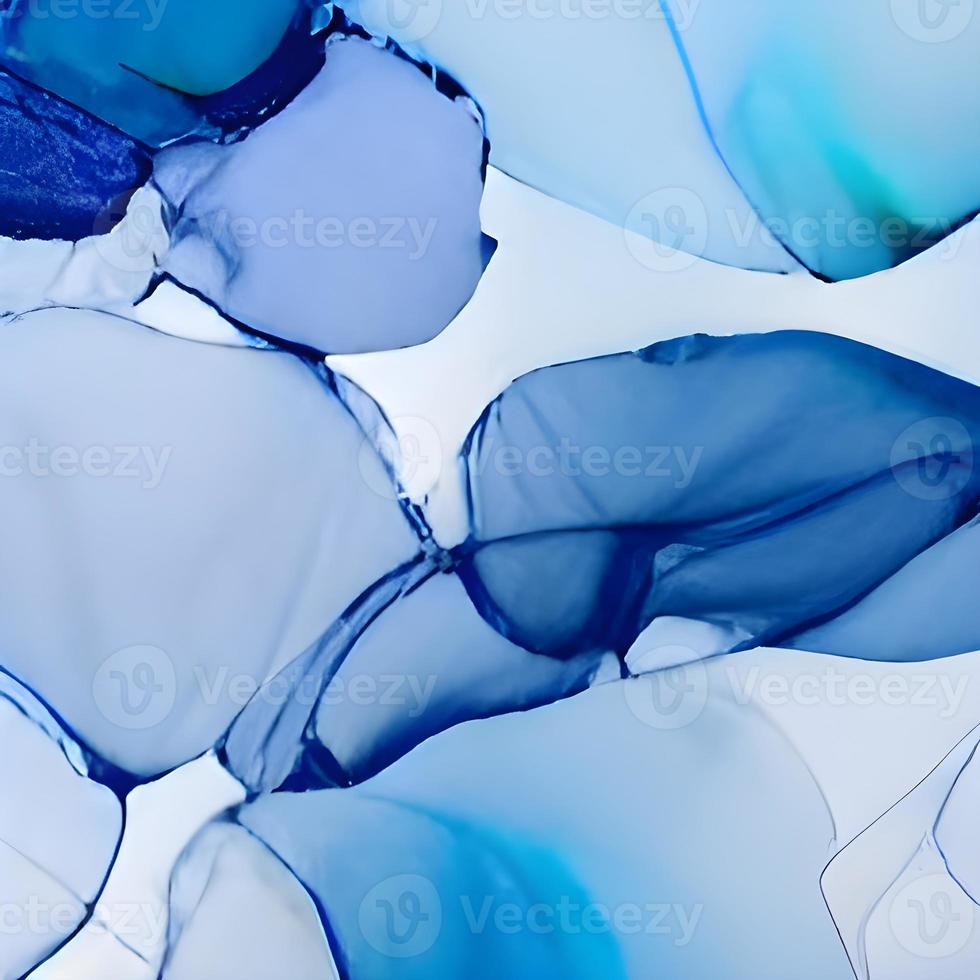 Fluid Flow Mix. Indigo Liquid Effect. Ink Paint. Light Geode Art. Water Background. Ethereal Acrylic Wall. Snow Pattern. Blue Art Texture. Marble Ink Painting. photo