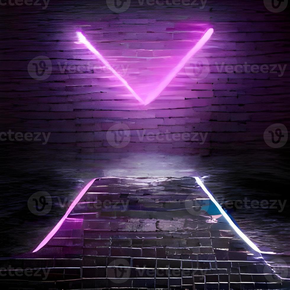 Brick wall, background, neon light photo