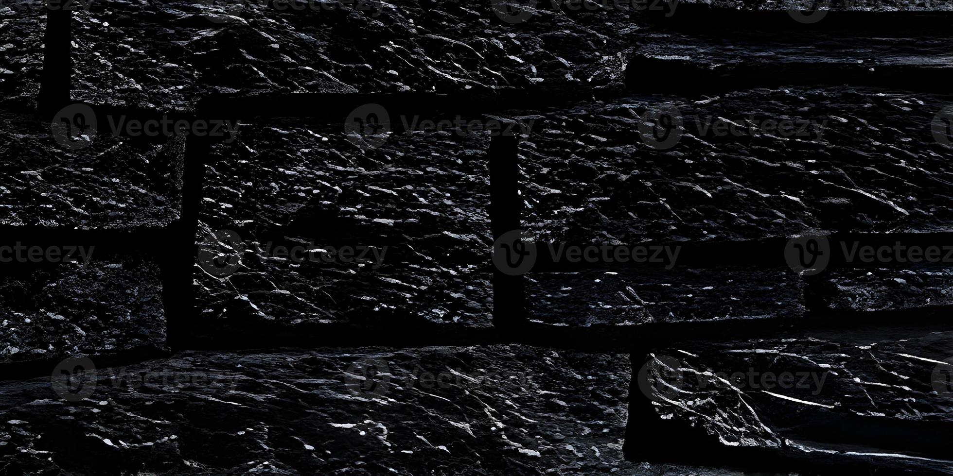 Seamless texture Brick Stone Black Grey color. Tiling clean for background pattern. Rectangle mosaic tiles wall high resolution. photo