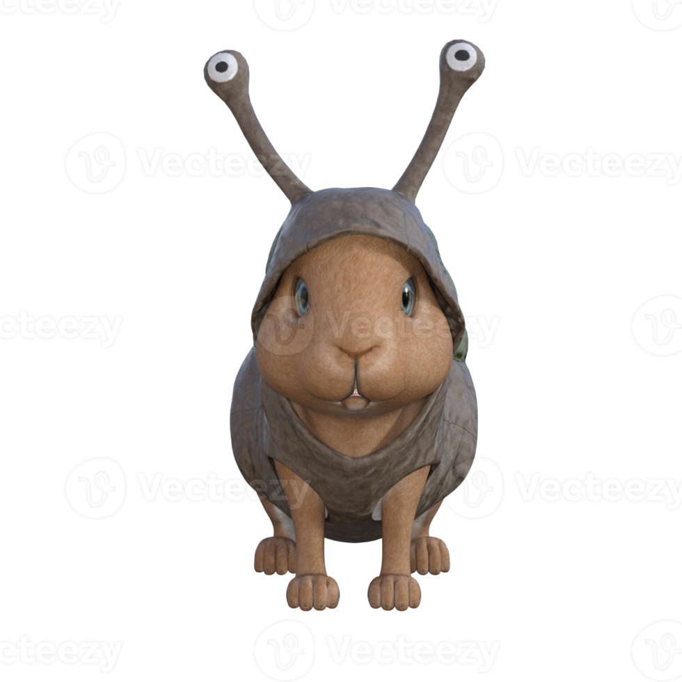 Cute rabbit 3d model illustration png