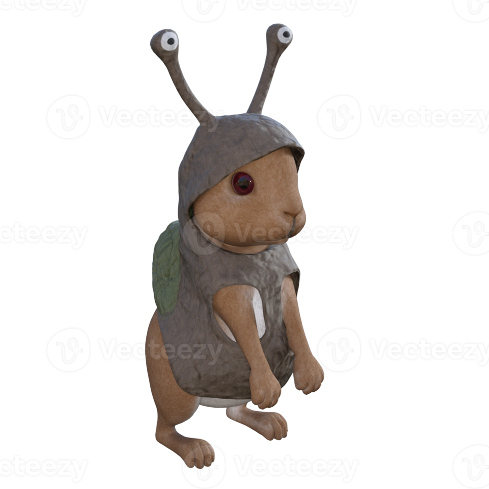 Cute rabbit 3d model illustration png
