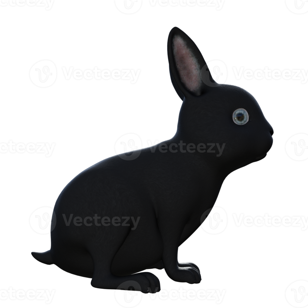 Cute rabbit 3d model illustration png