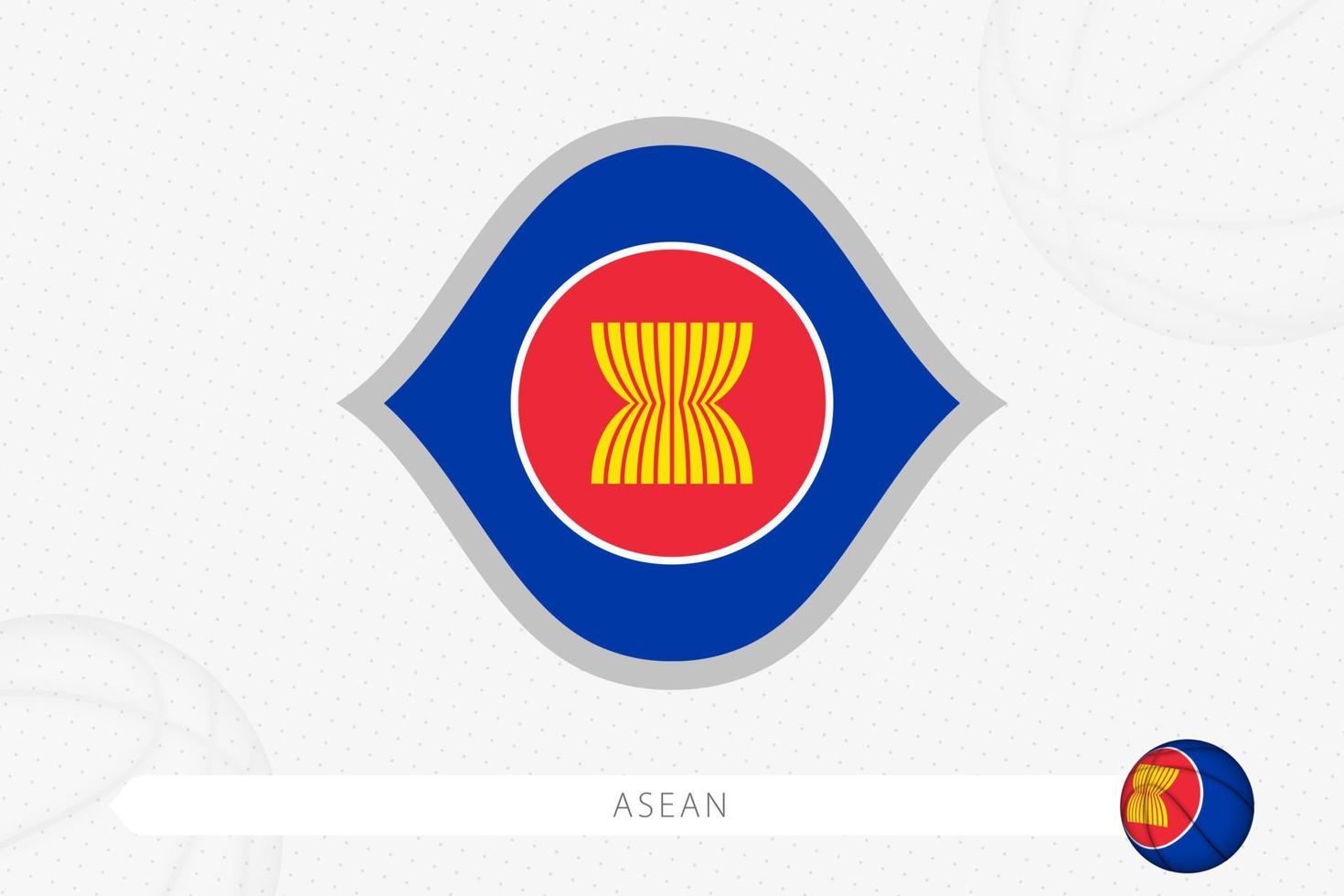 bandera de la asean para la competencia de baloncesto sobre fondo gris de baloncesto. vector