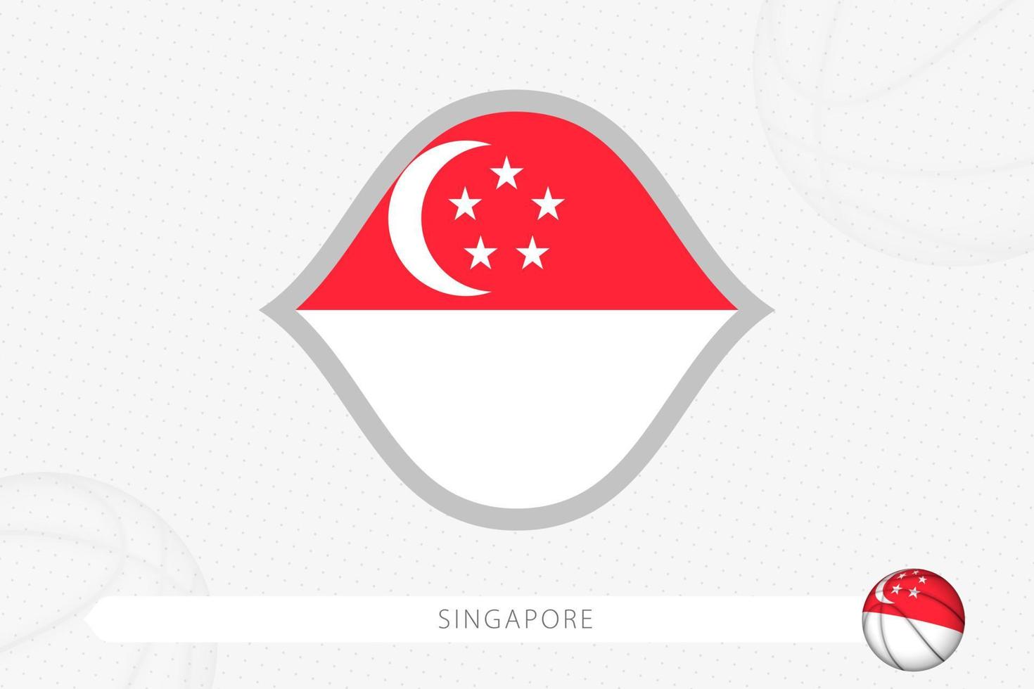 Singapore flag for basketball competition on gray basketball background. vector