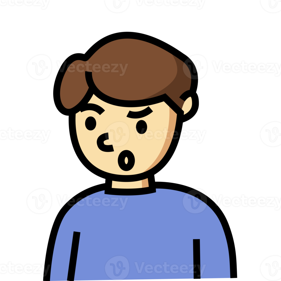 ilustración de expresión enojada. diseño de personaje de retrato de hombre lindo para emoji y pegatina png