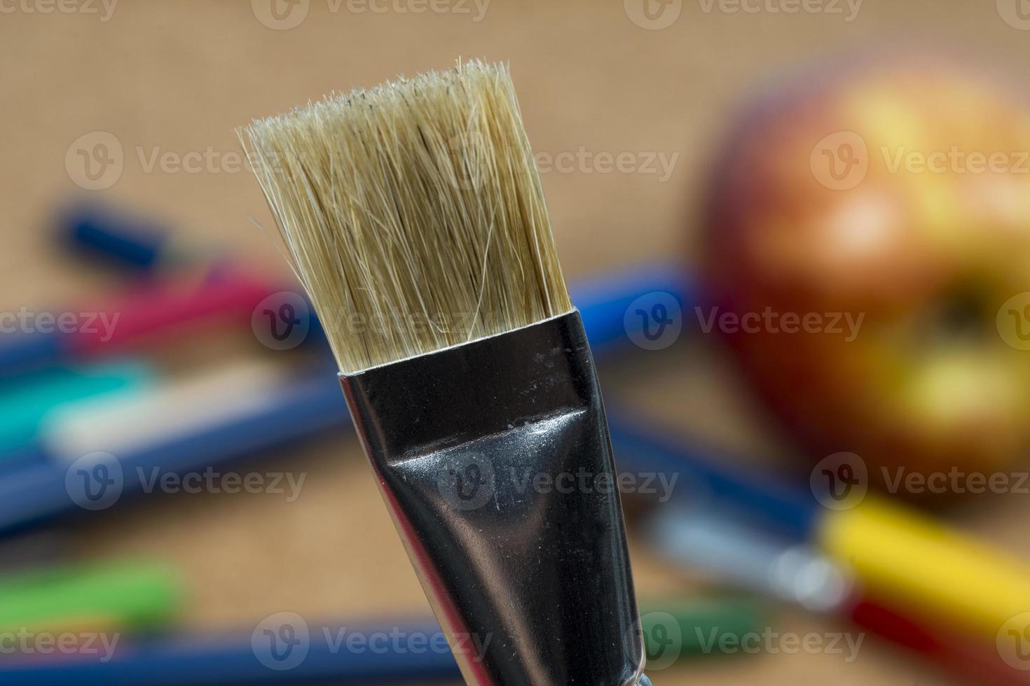 detail of brush bristles with pen tip maker at background. photo