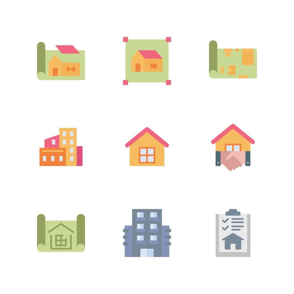 modelo casa línea color iconos vector ilustración , edificio , hogar , casa residencial
