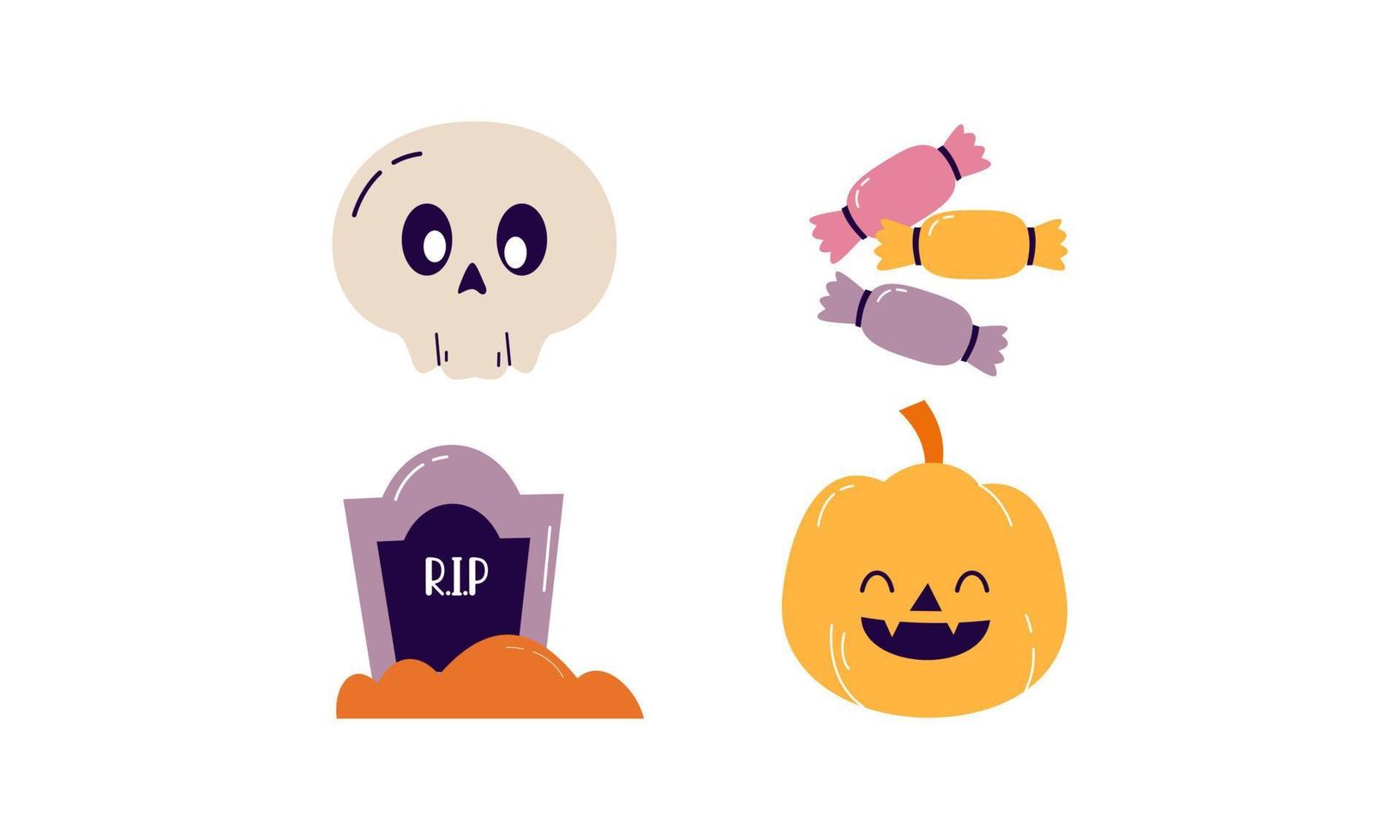 Halloween Elements Doodle vector