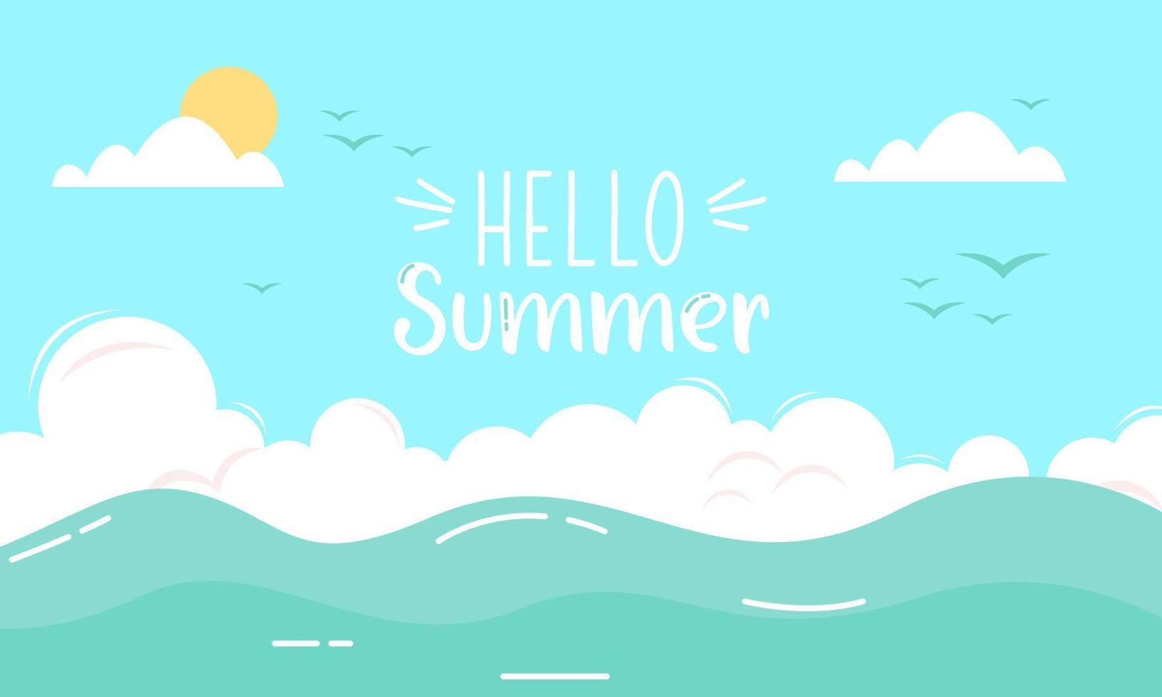 Hello Summer Background with Hand Drawn Style vector