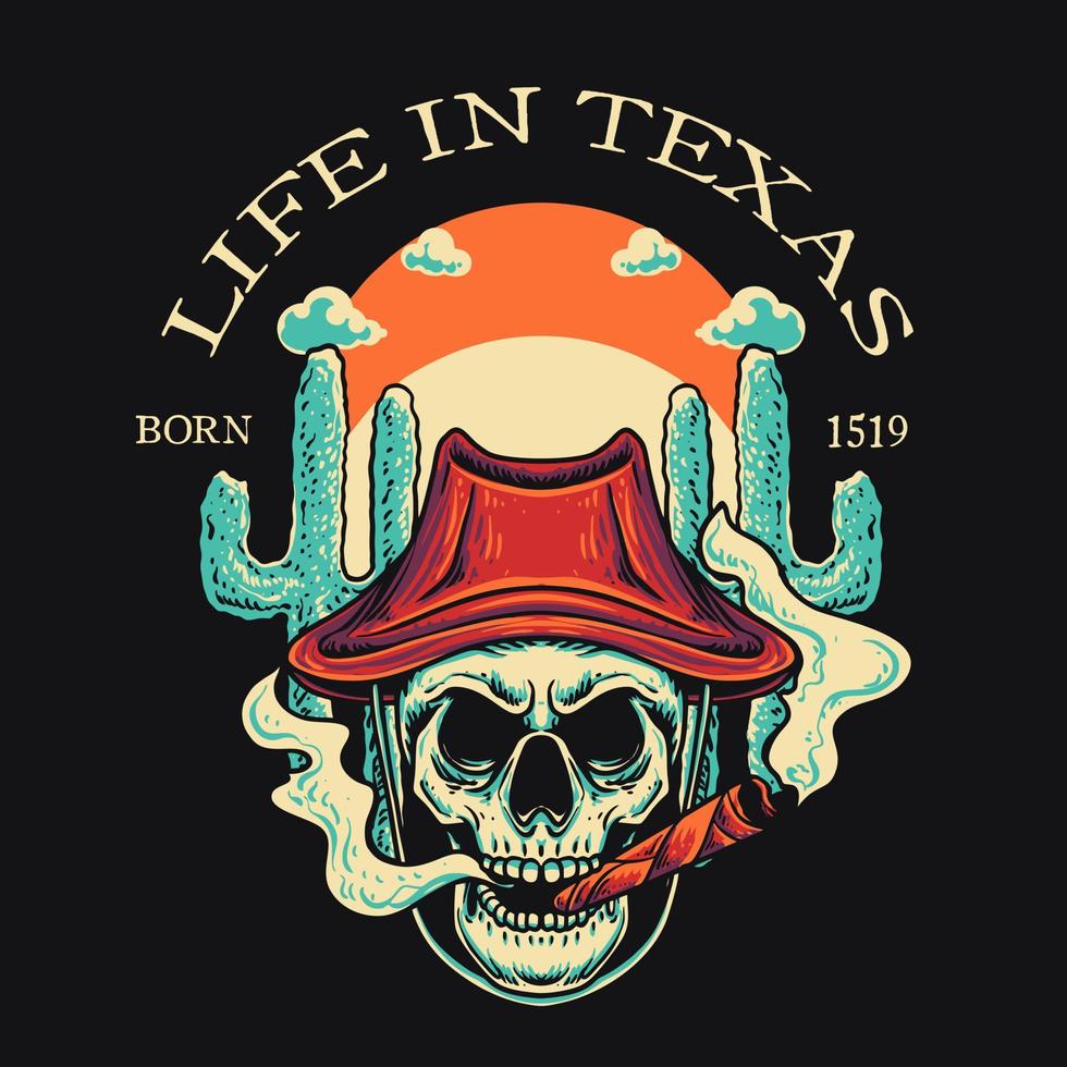 Skull Cowboy Retro Vector Illustration