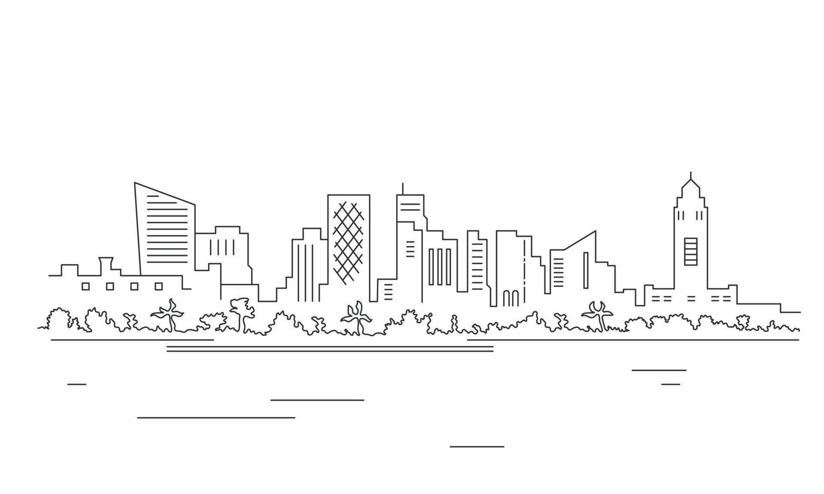 panorama del puerto deportivo de lusail. ciudad árabe de rascacielos. bienvenido a la silueta de qatar. boceto del paisaje urbano. ilustración vectorial vector