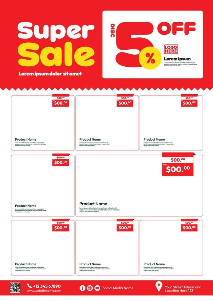 unique flyer template for grocery store product promotion vector