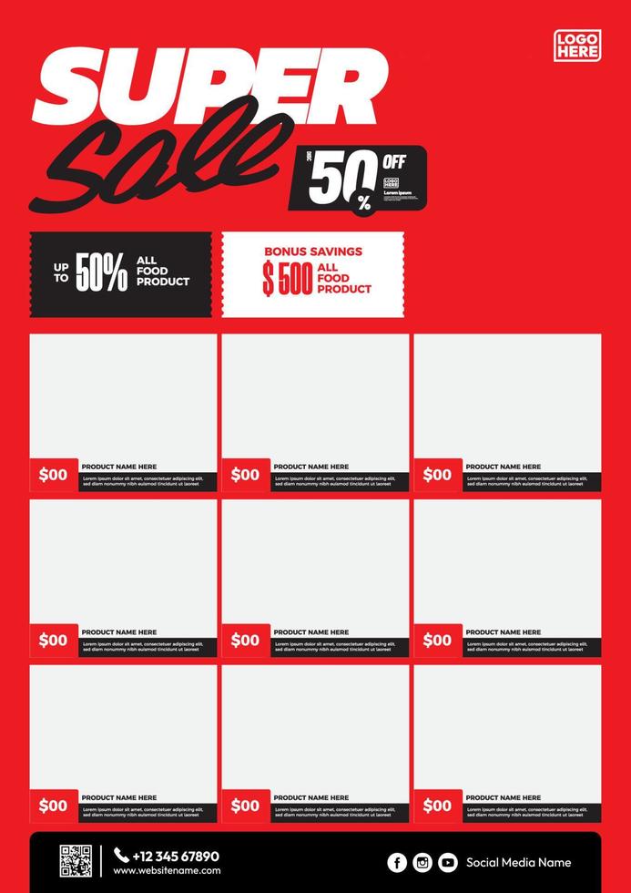 modern flyer template for grocery store promotion vector