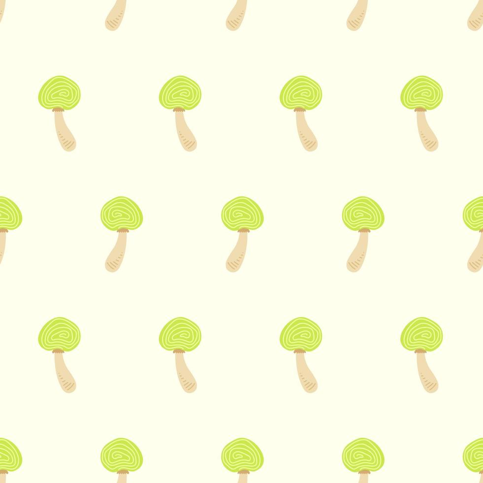 Mushrooms pattern. Hand drawn cartoon mushrooms on a pattern for textiles, fabrics, backgrounds, wallpapers, kitchen decor, wrapping paper, labels. vector