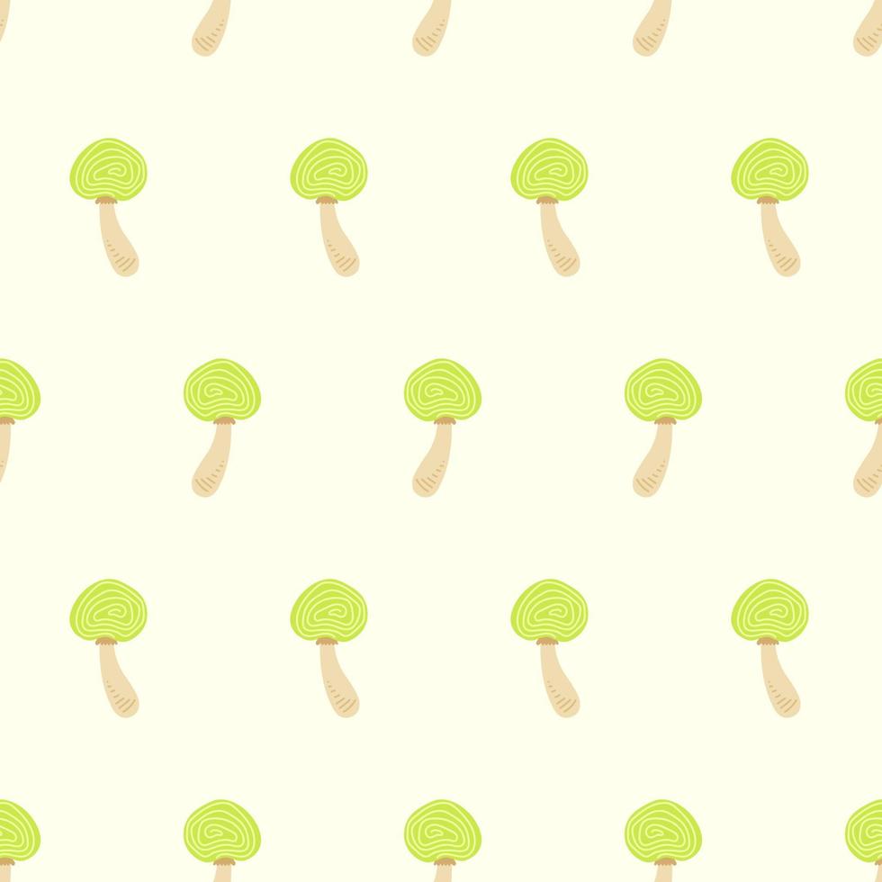 Mushrooms pattern. Hand drawn cartoon mushrooms on a pattern for textiles, fabrics, backgrounds, wallpapers, kitchen decor, wrapping paper, labels. vector