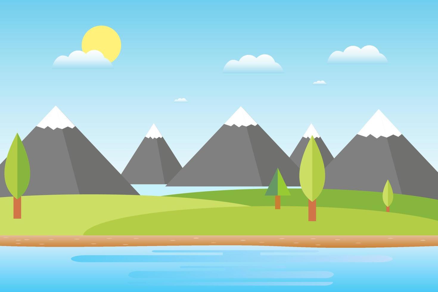 Greenery and mountain landscape vector