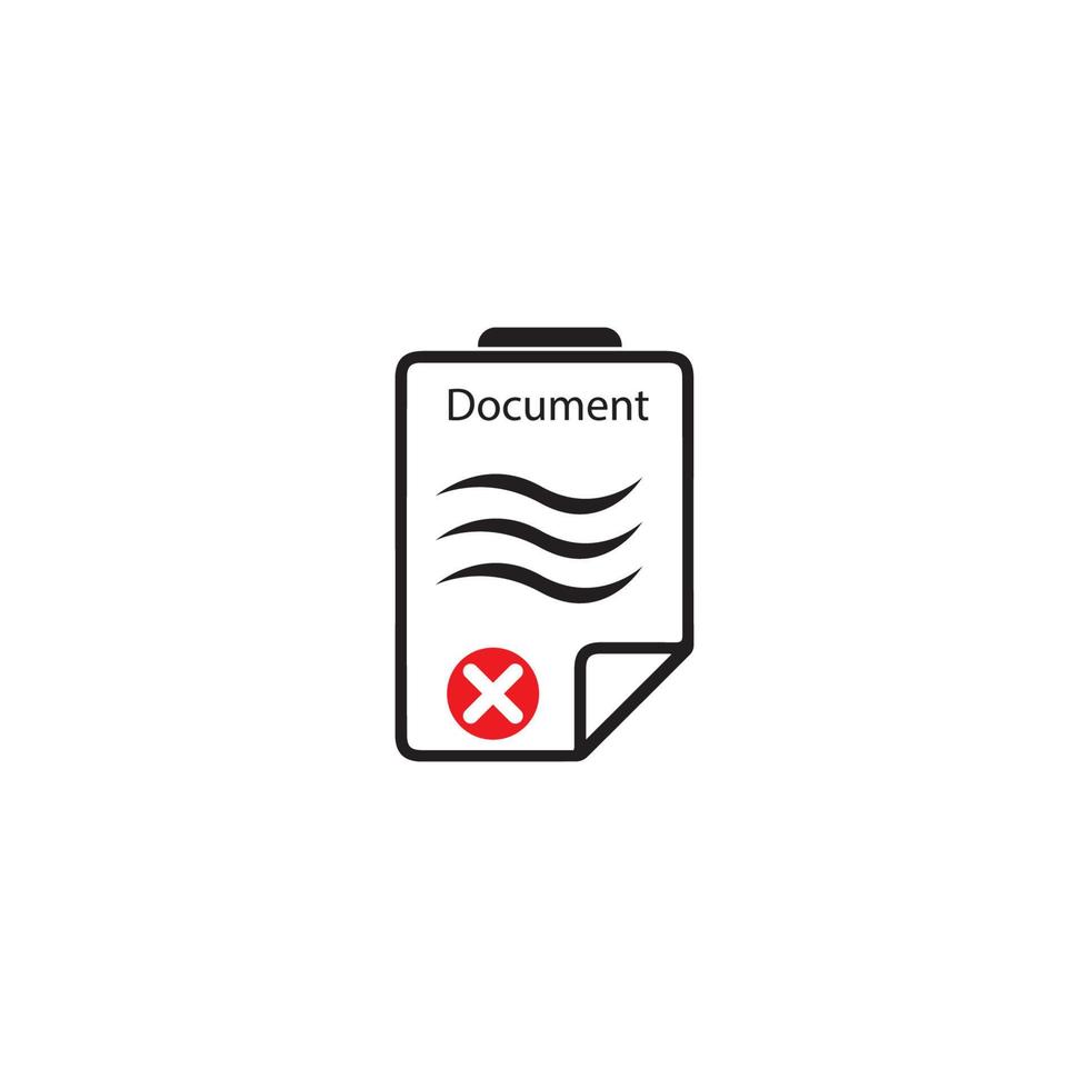 icono de documento con ilustración de vector de símbolo de verificación y cruz