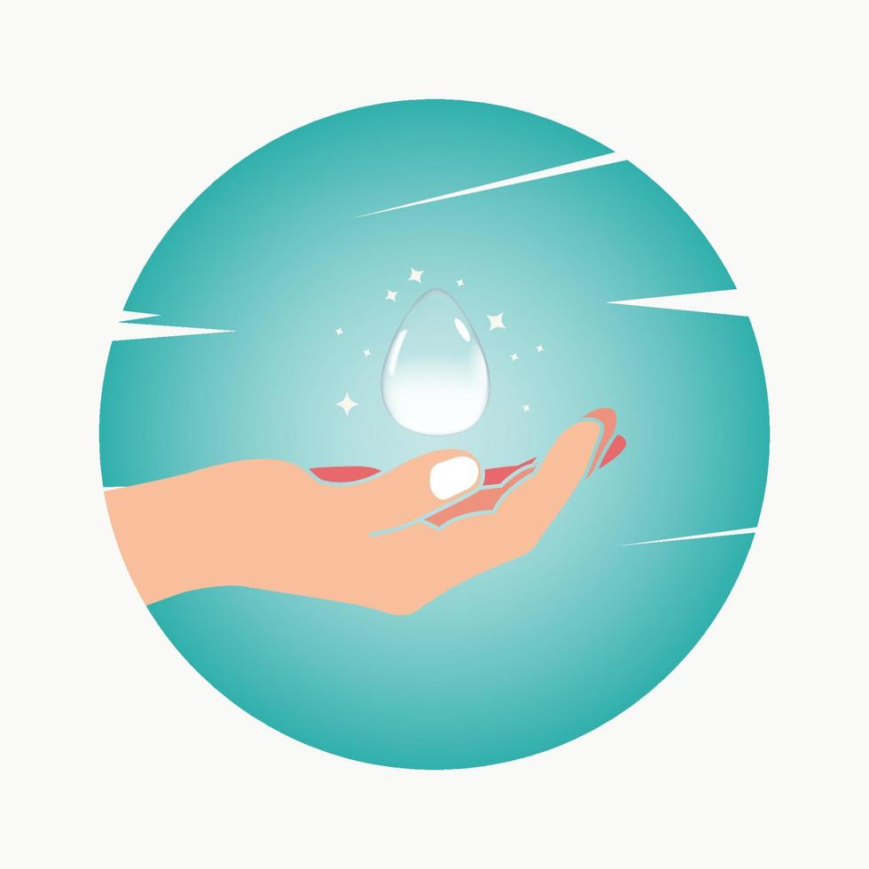 Ilustración de vector de diseño de icono de mano y gota de agua