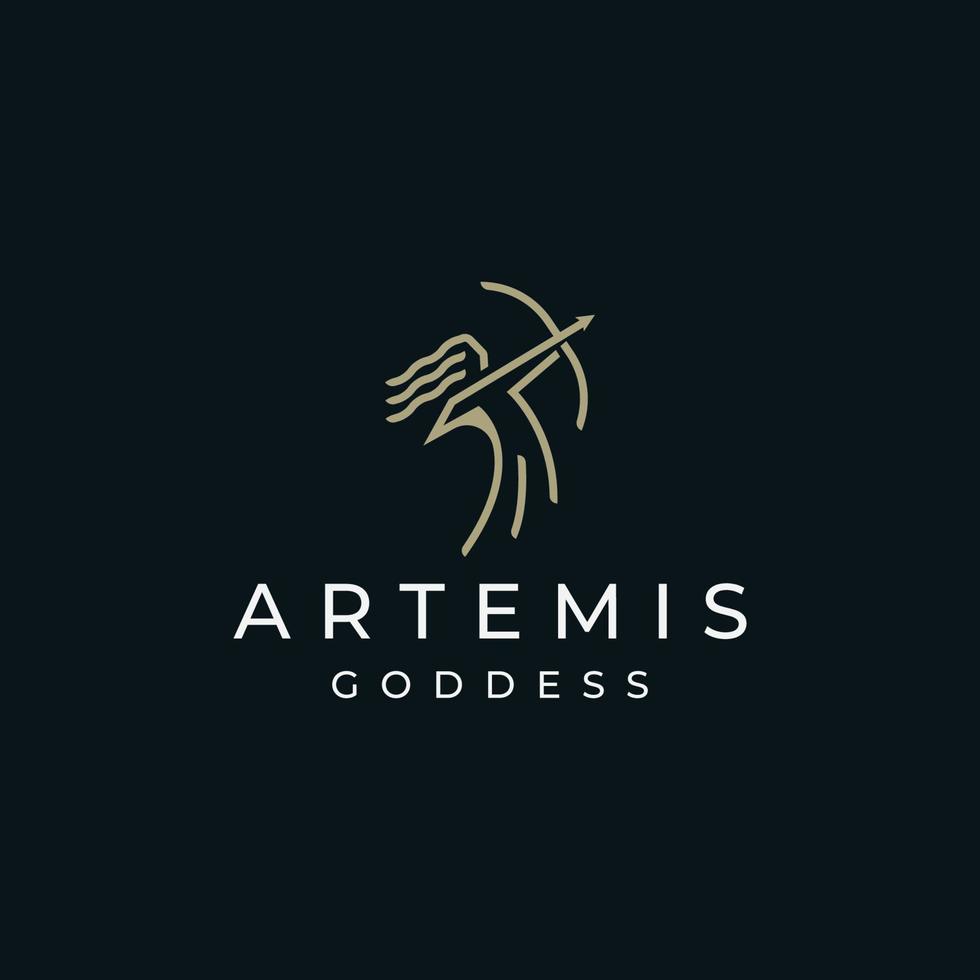 Artemis goddess of the hunt logo icon design template flat vector illustration
