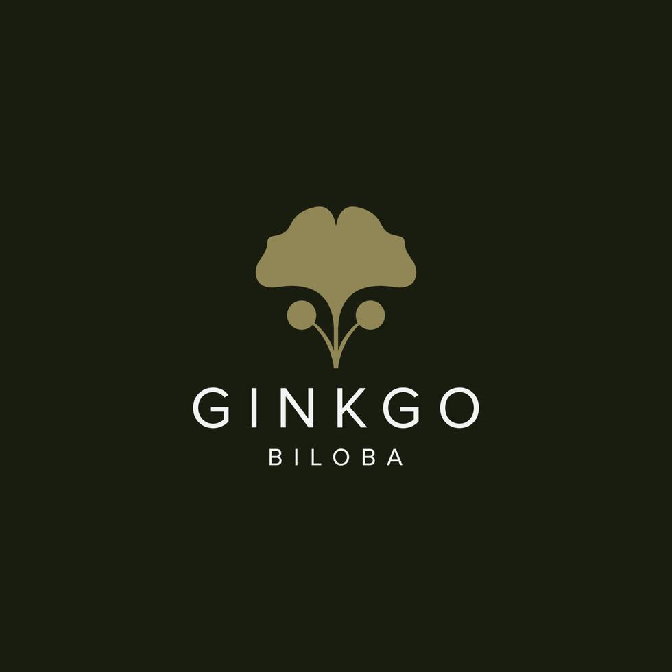 Ilustración de vector plano de plantilla de diseño de icono de logotipo de hoja de ginkgo