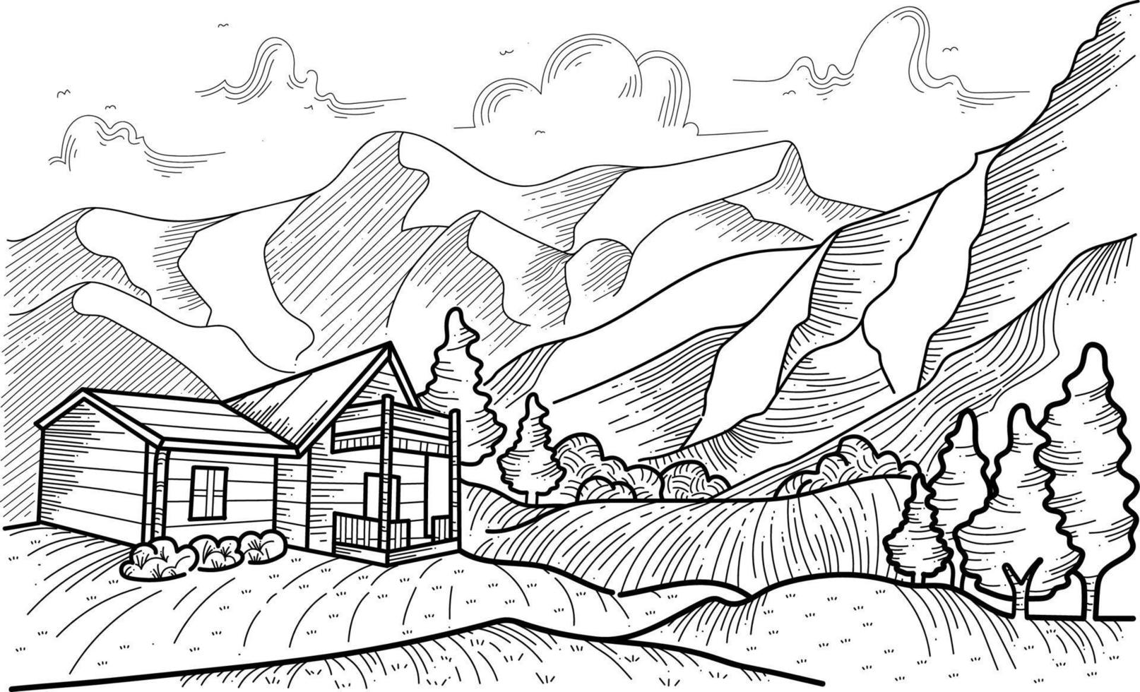 Mountain Landscape Nature Illustrative Background vector