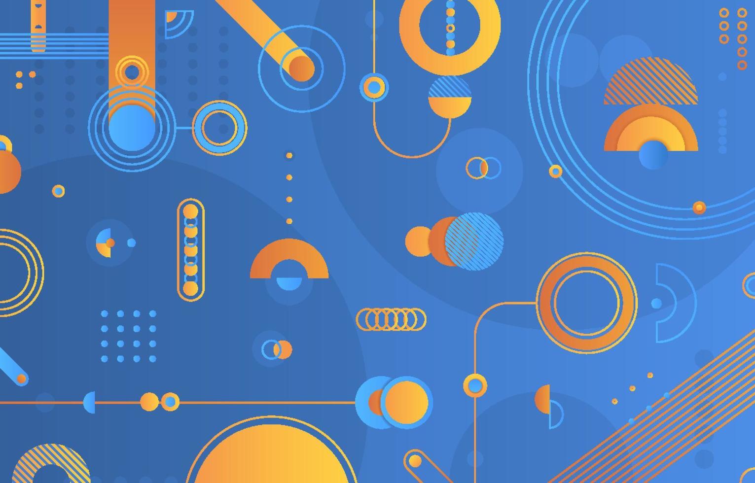 Circle Geometric Blue and Orange Background vector