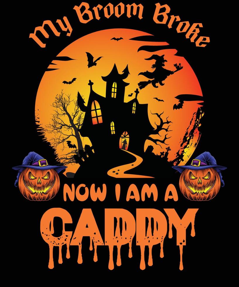 diseño de camiseta caddy para halloween vector