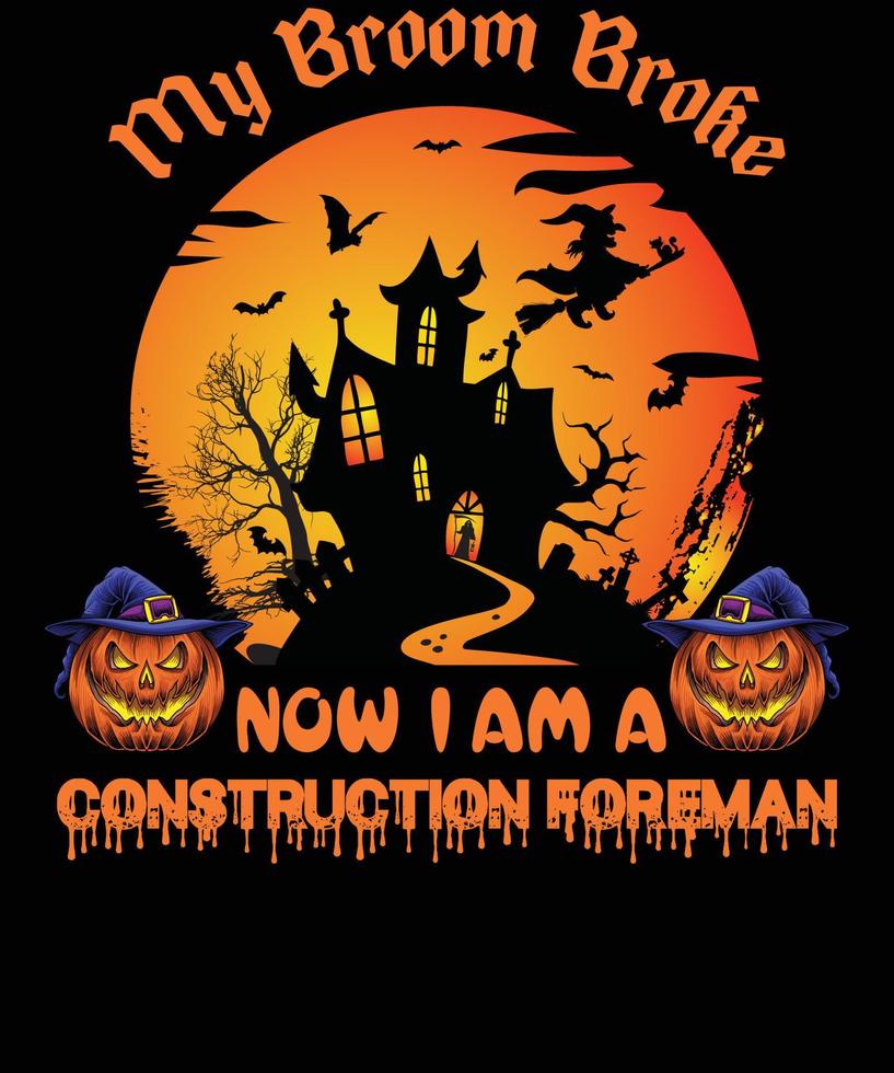 diseño de camiseta de capataz de construcción para halloween vector