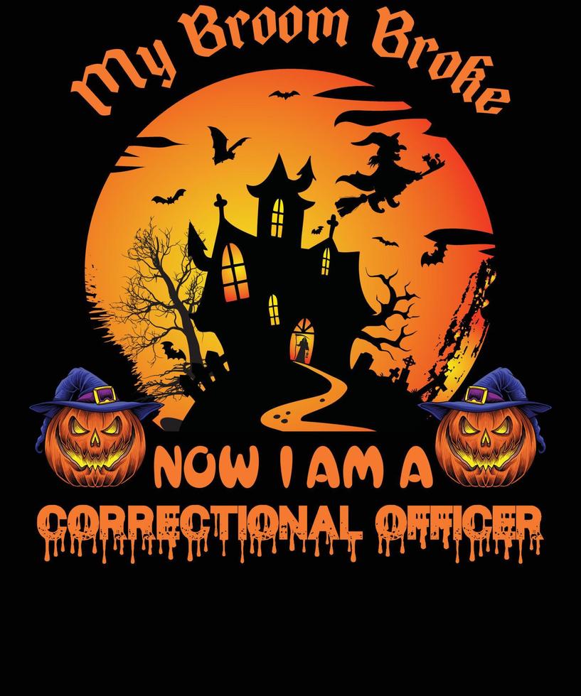 diseño de camiseta de oficial correccional para halloween vector