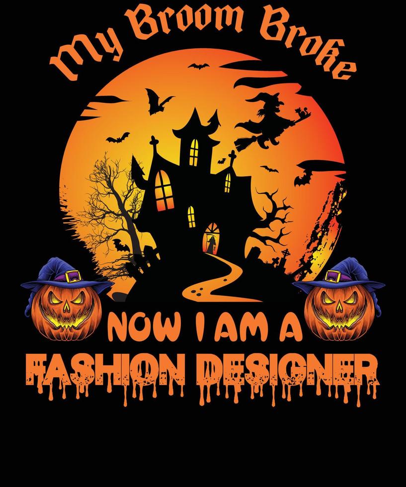 diseño de camiseta de diseñador de moda para halloween vector