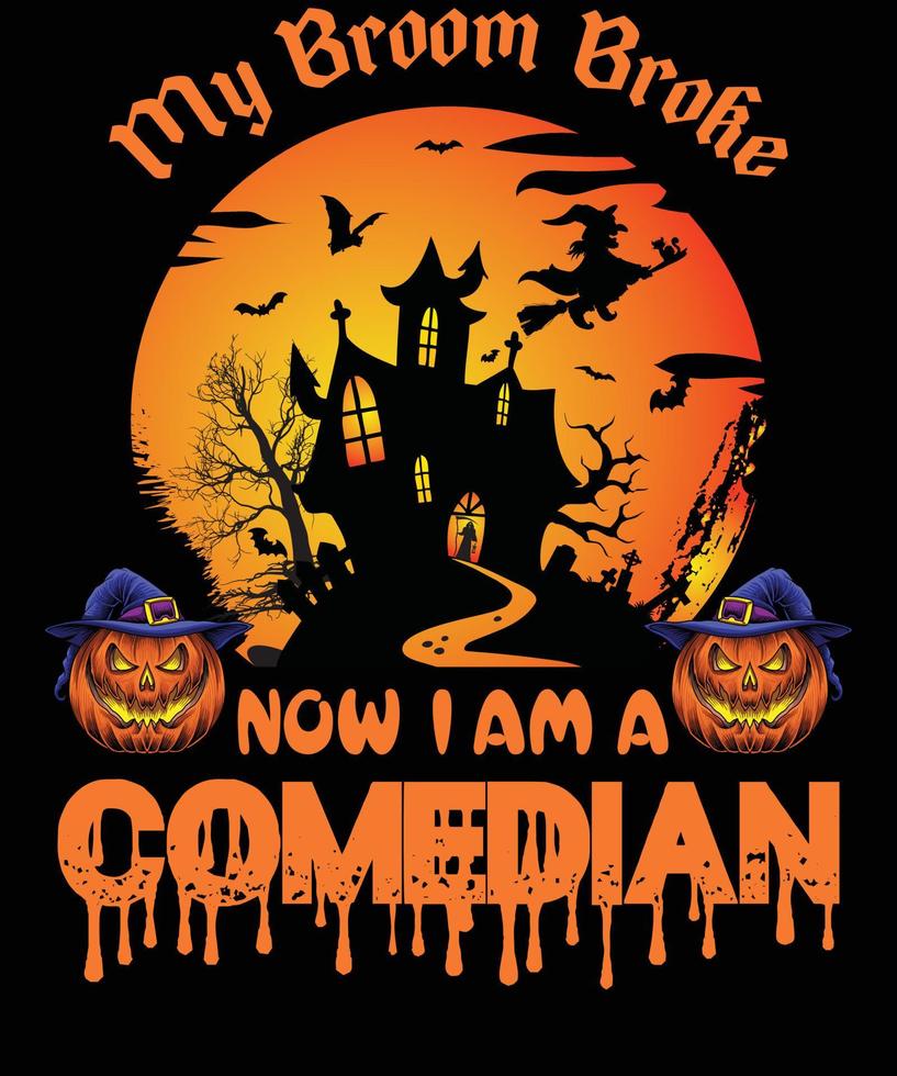 diseño de camiseta de comediante para halloween vector