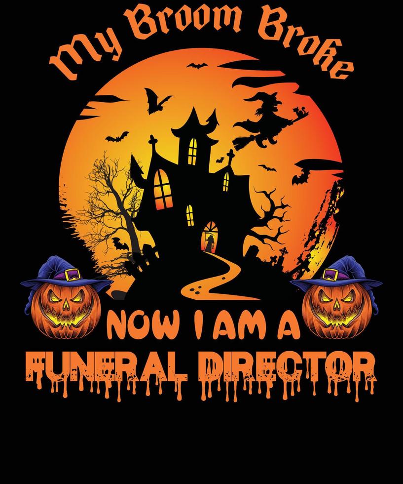 diseño de camiseta de director de funeraria para halloween vector