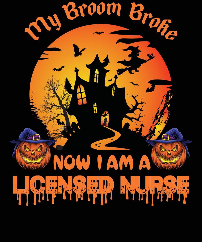 LICENSED NURSE T-SHIRT DESIGN FOR HALLOWEEN vector