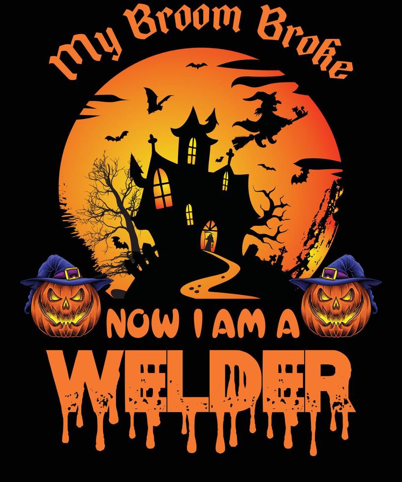 WELDER T-SHIRT DESIGN FOR HALLOWEEN vector