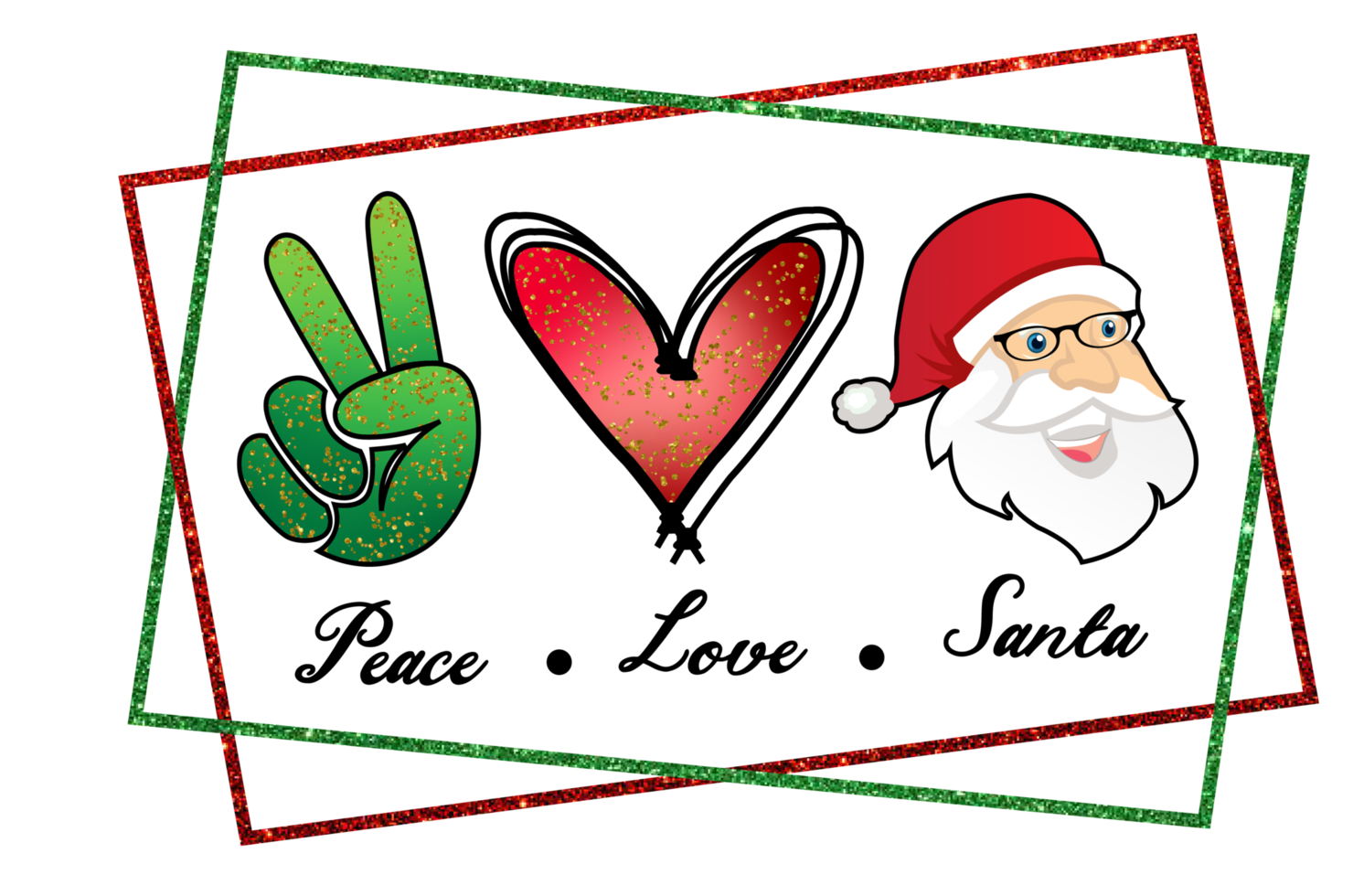 Peace Love Santa Christmas Sublimation Design, perfekt für T-Shirts, Tassen, Schilder, Karten und vieles mehr png