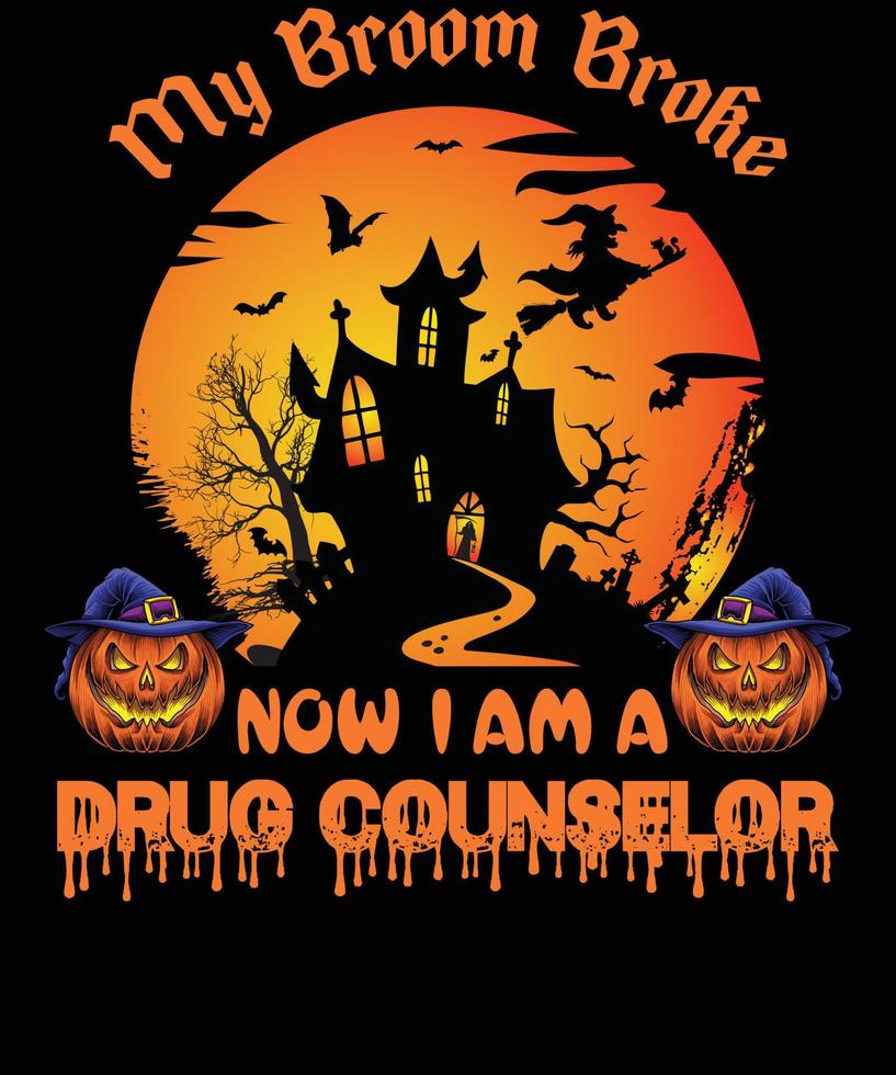 diseño de camiseta de consejero de drogas para halloween vector