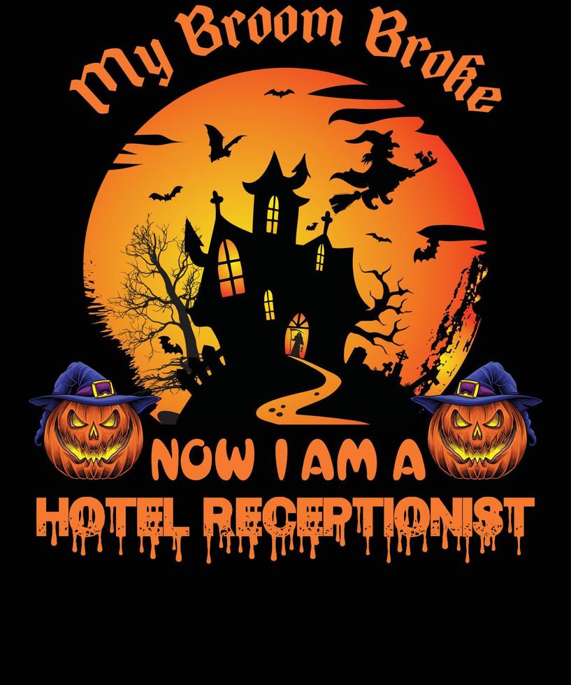 HOTEL RECEPTIONIST T-SHIRT DESIGN FOR HALLOWEEN vector