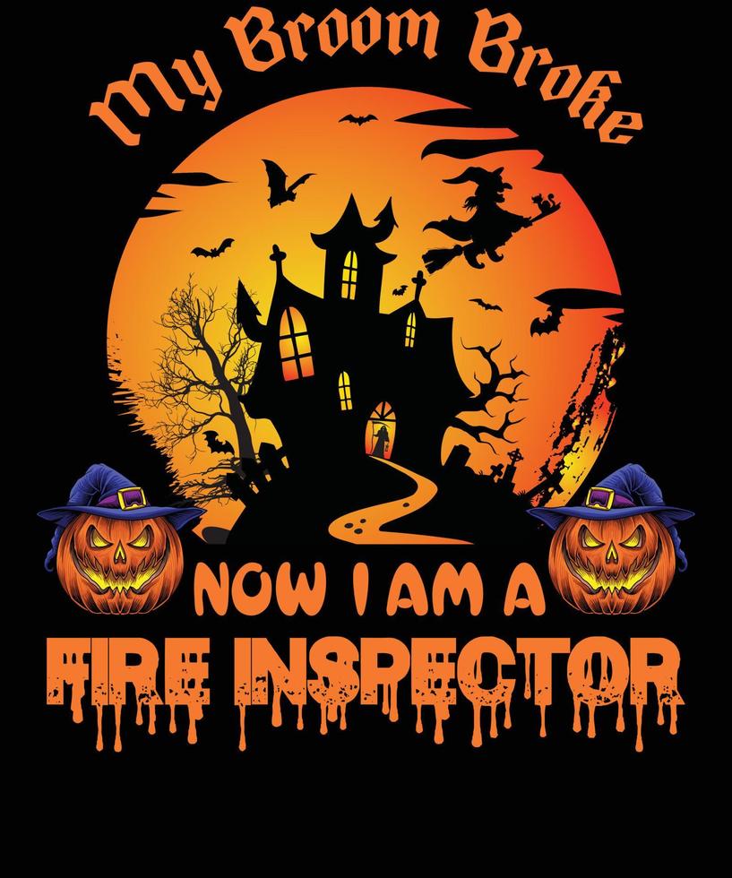 diseño de camiseta de inspector de incendios para halloween vector