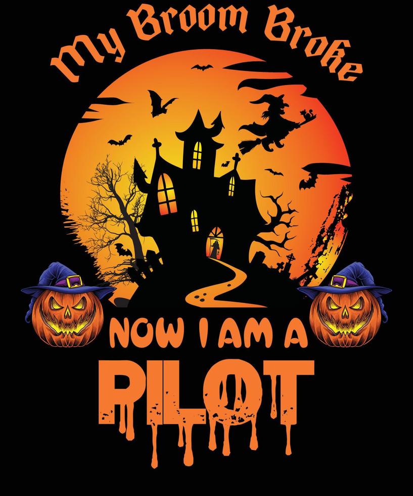 PILOT T-SHIRT DESIGN FOR HALLOWEEN vector