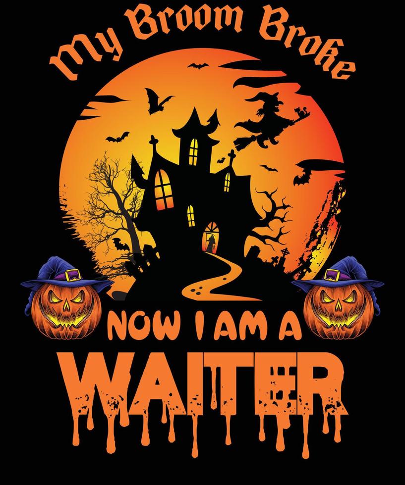 diseño de camiseta de camarero para halloween vector