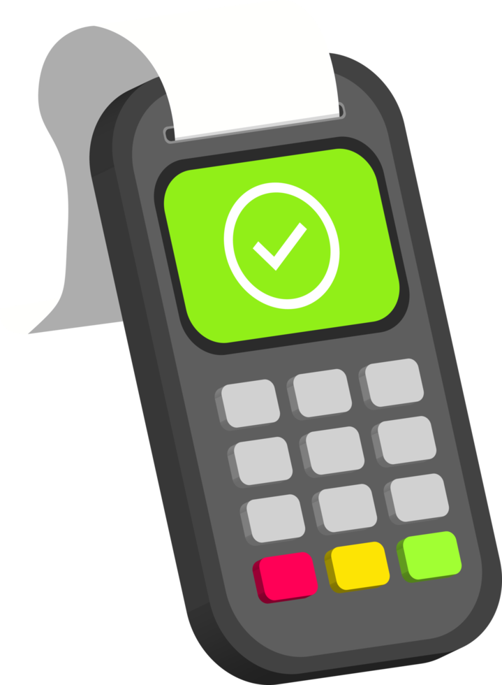 3d illustration of successful payment using electronic data capture machine and issue proof of payment png